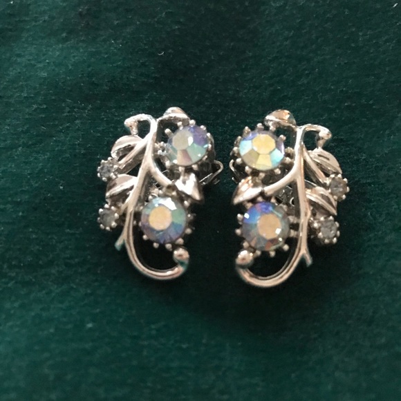 Vintage Coro Aurora Borealis clip back earrings. $100.00 - Picture 3 of 6